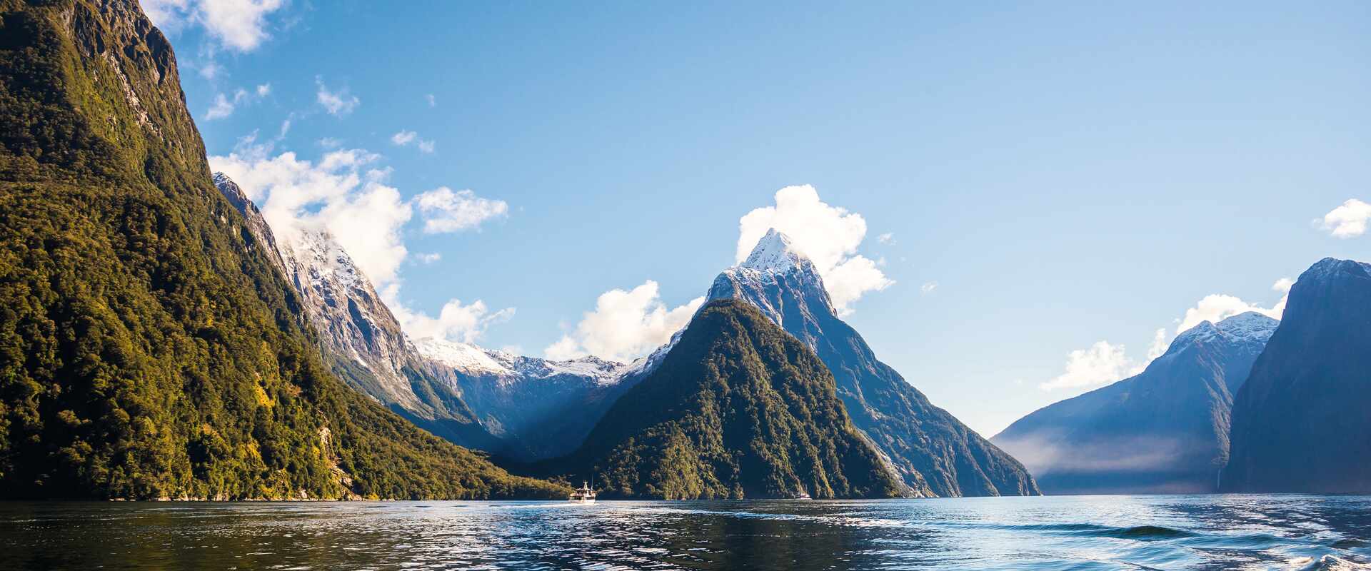 Looking across the water to beautiful Milford Sound