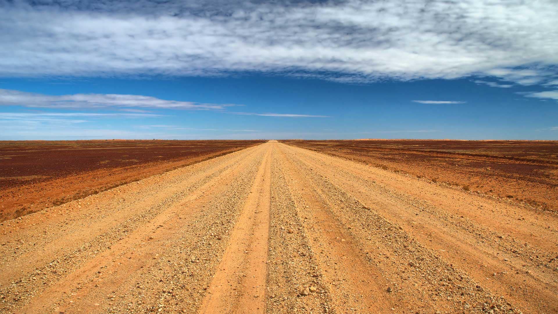 View of the Birdsville track into the distance, from ground level