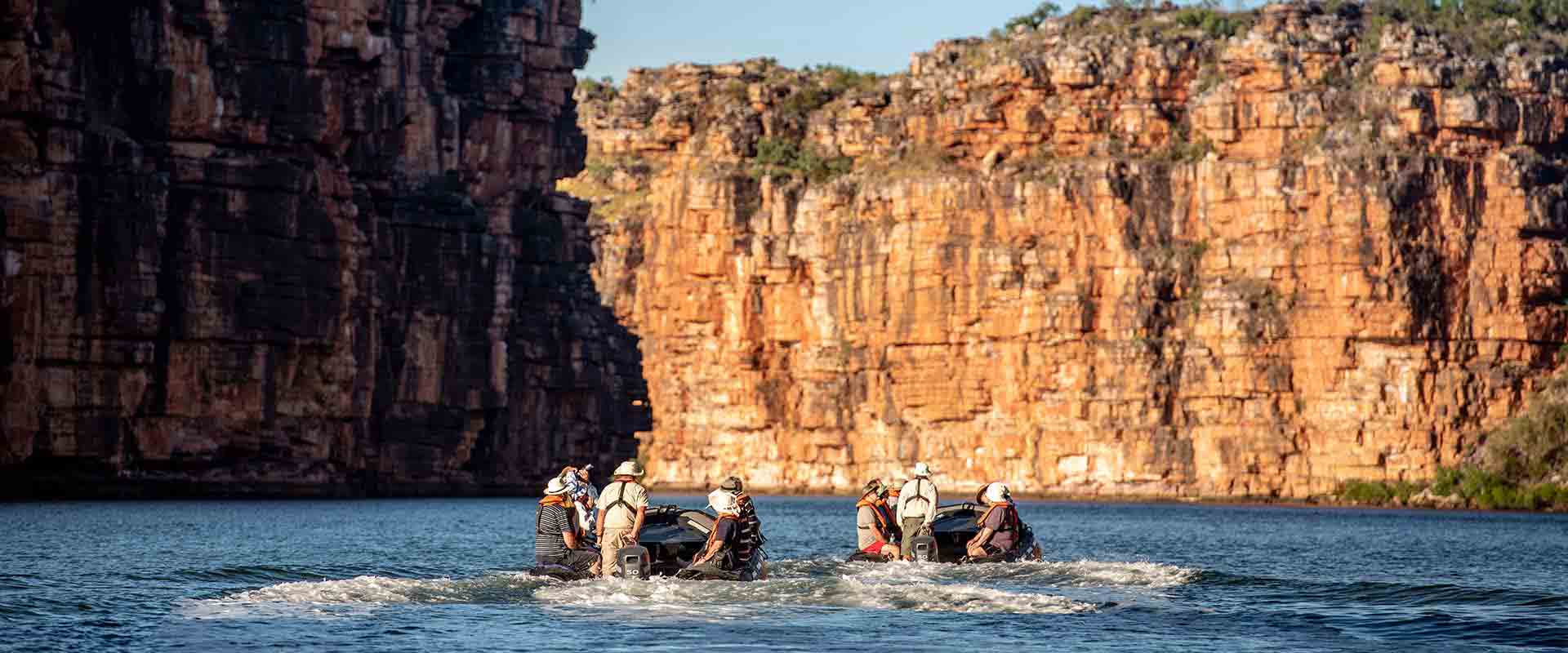 Zodiac along the waters of the King George River and view the dramatic colours of the Kimberley