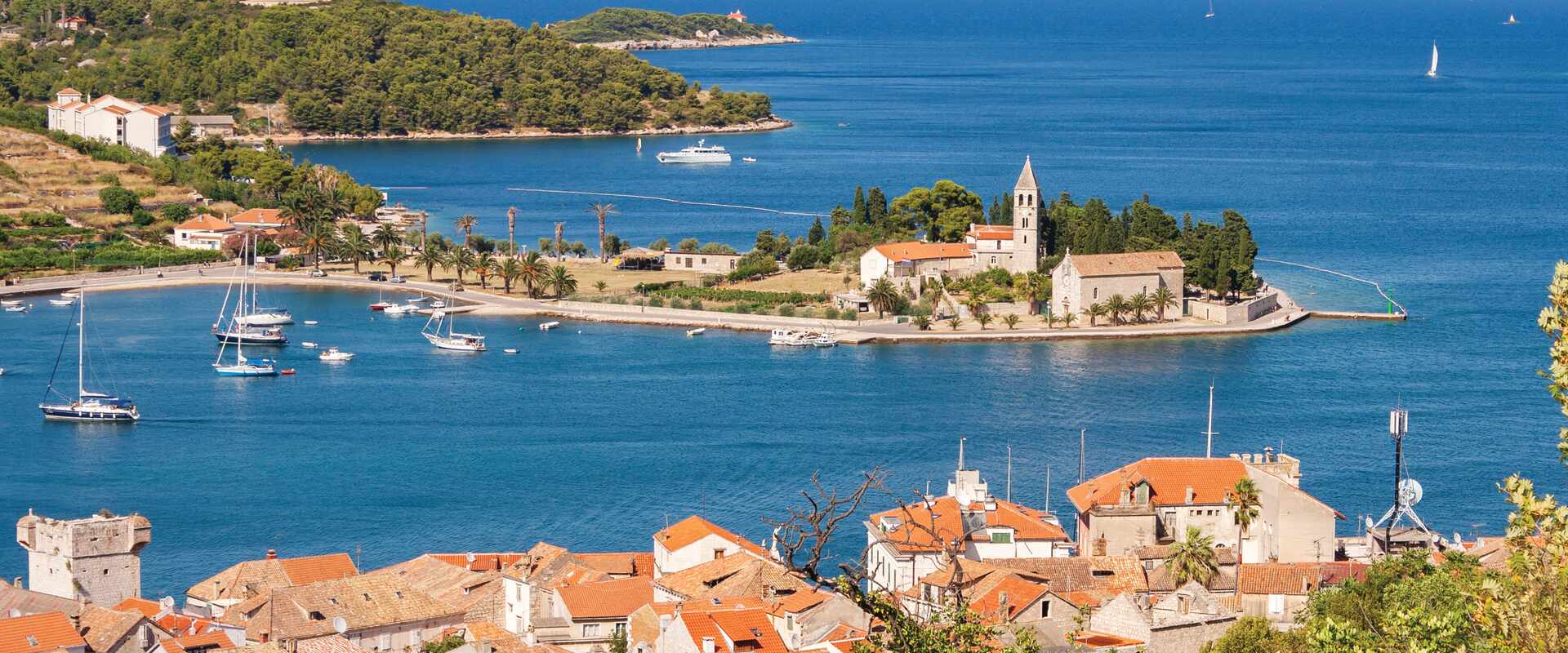 panorama harbour island vis, croatia