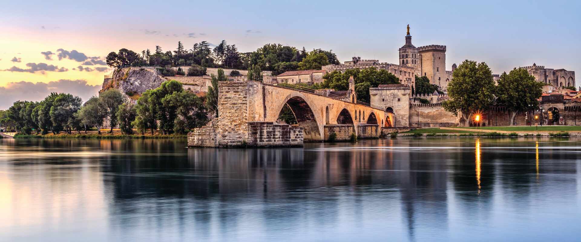 The Rhone River passing through Avignon, France