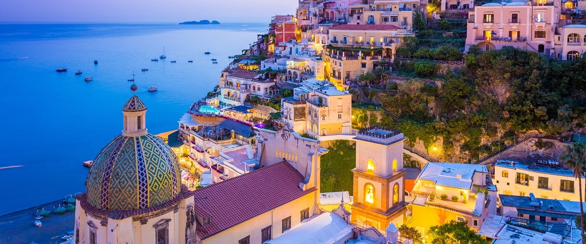 Aerial view of Sorrento on the coast, Italy