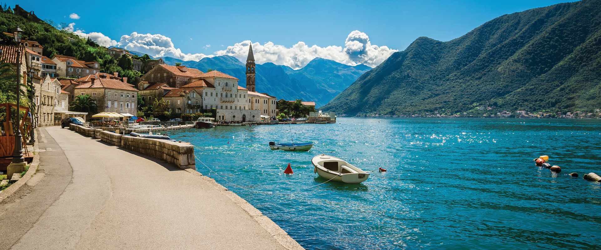 View of Kotor Bay on sunny day, Montenegro