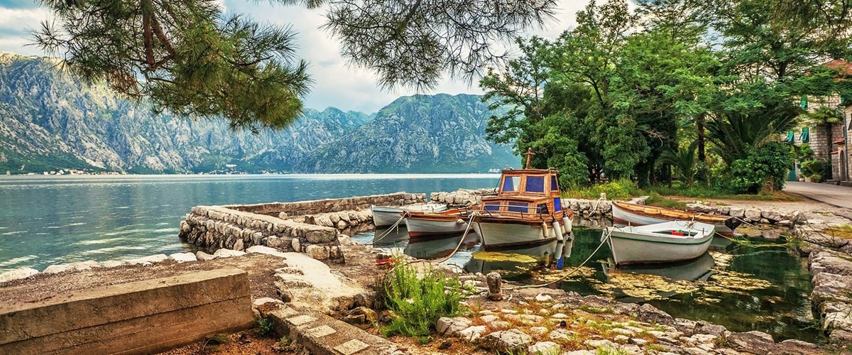Boats near a lake in Kotor, Montenegro