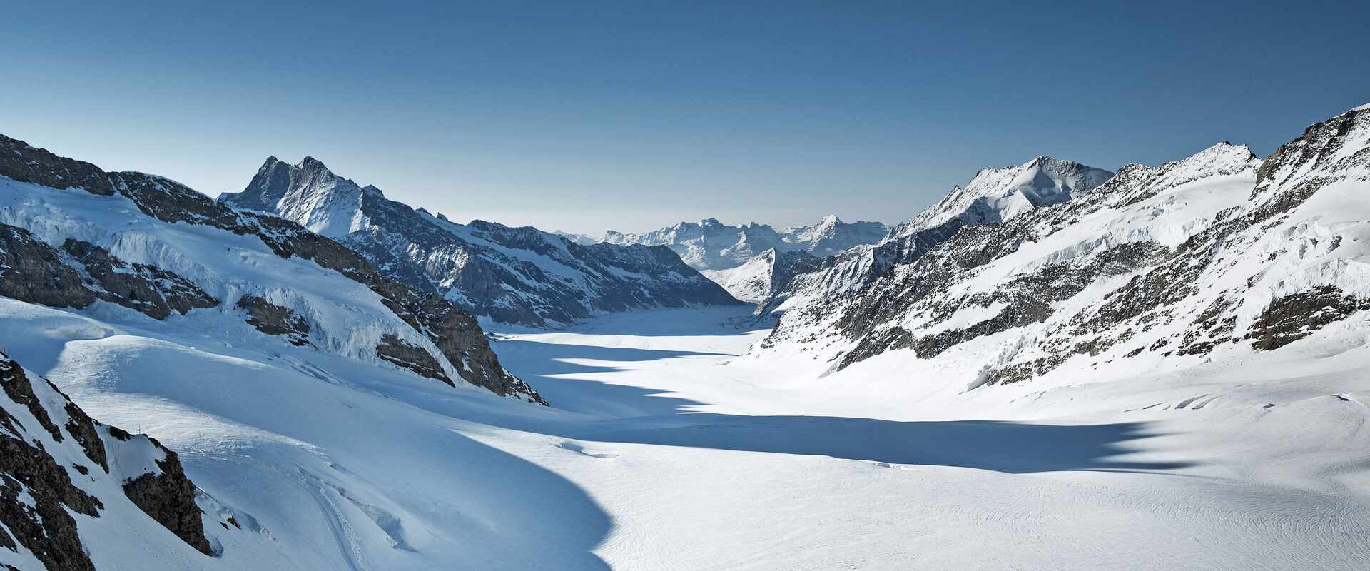 The Aletsch Glacier is the longest at 23 kms in Europe