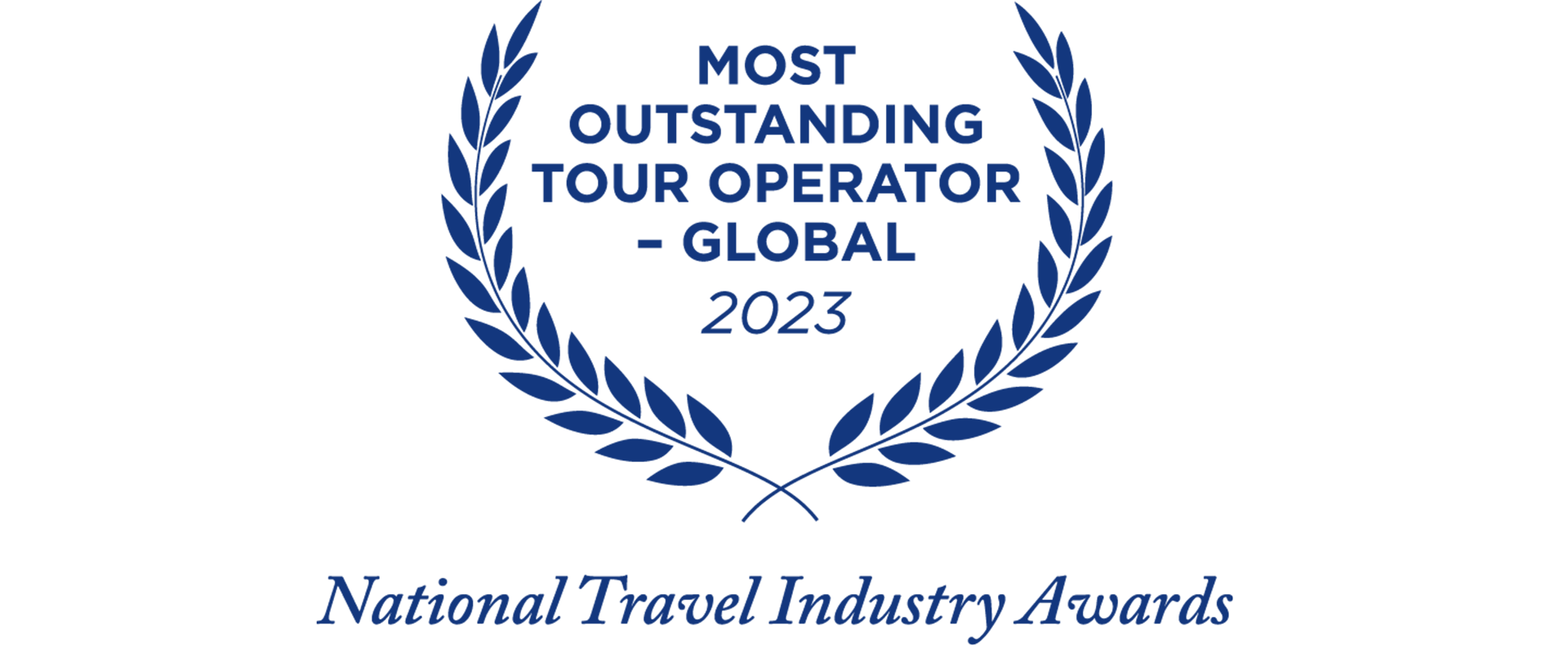 Most outstanding tour operator global 2023 logo in navy