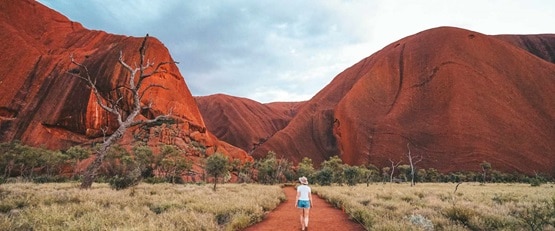 Walking trail around the great monolith Ayers Rock