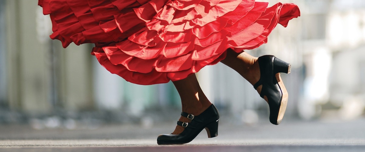 Flamenco dancer feet and skirt, Spain