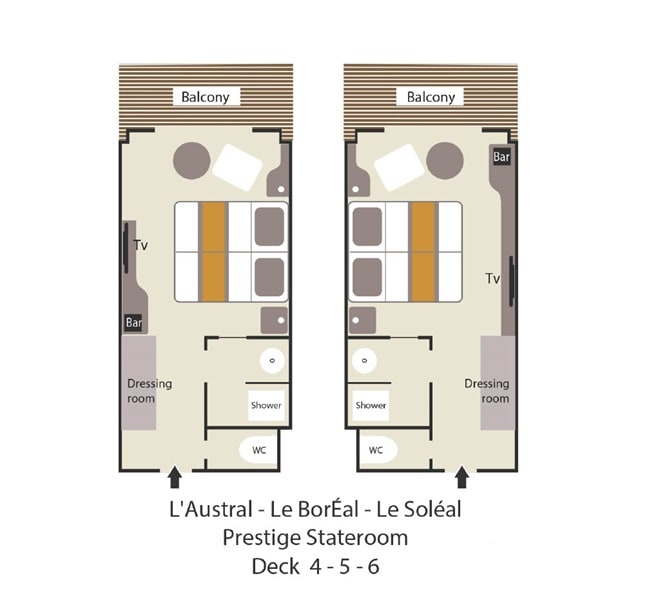 Prestige Stateroom | L'Austral Cabin Plan