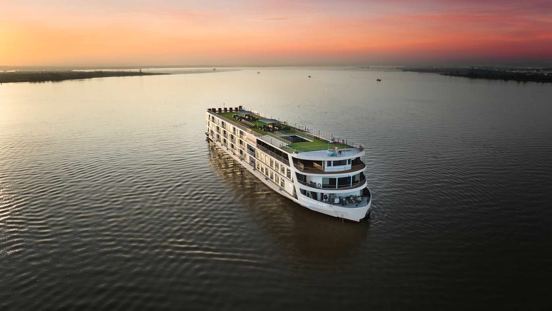 Mekong Serenity cruising on Mekong River, Vietnam, Cambodia