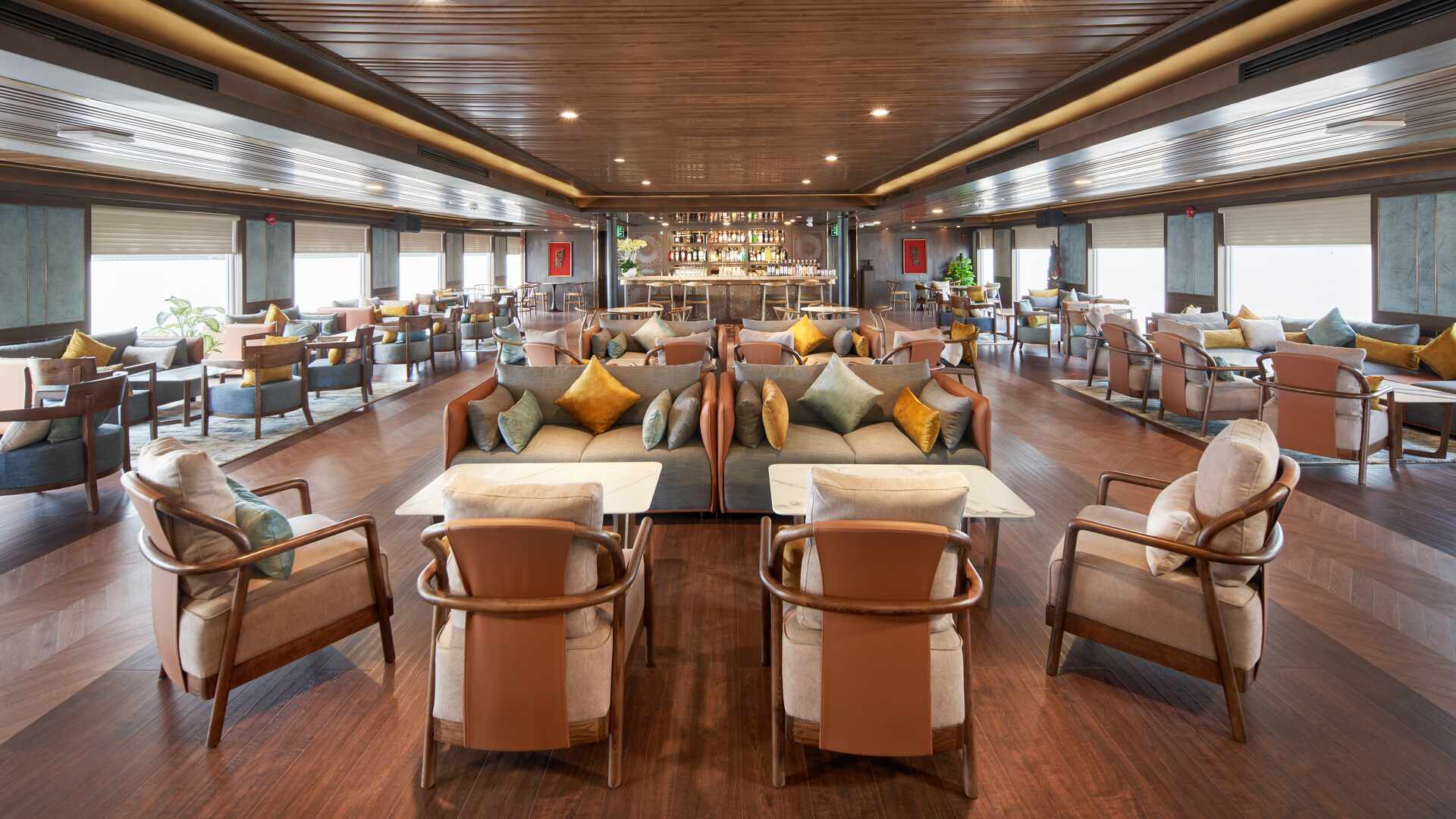 Harmony lounge and bar onboard the Mekong Serenity