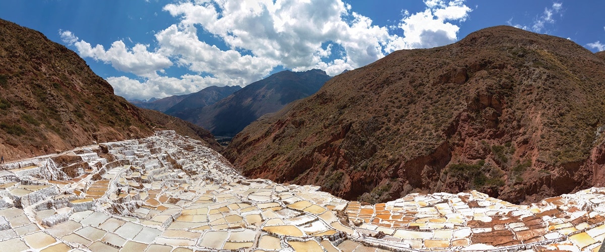 Aerial view of Maras Salt Mines, Peru