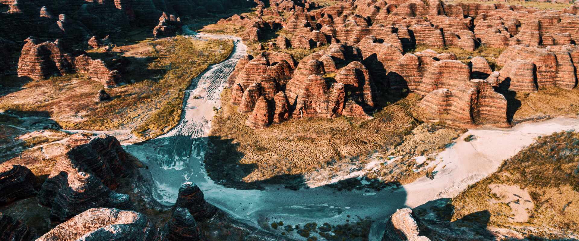 Aerial view over the Bungle Bungle National Park with it's bee hive shaped domes
