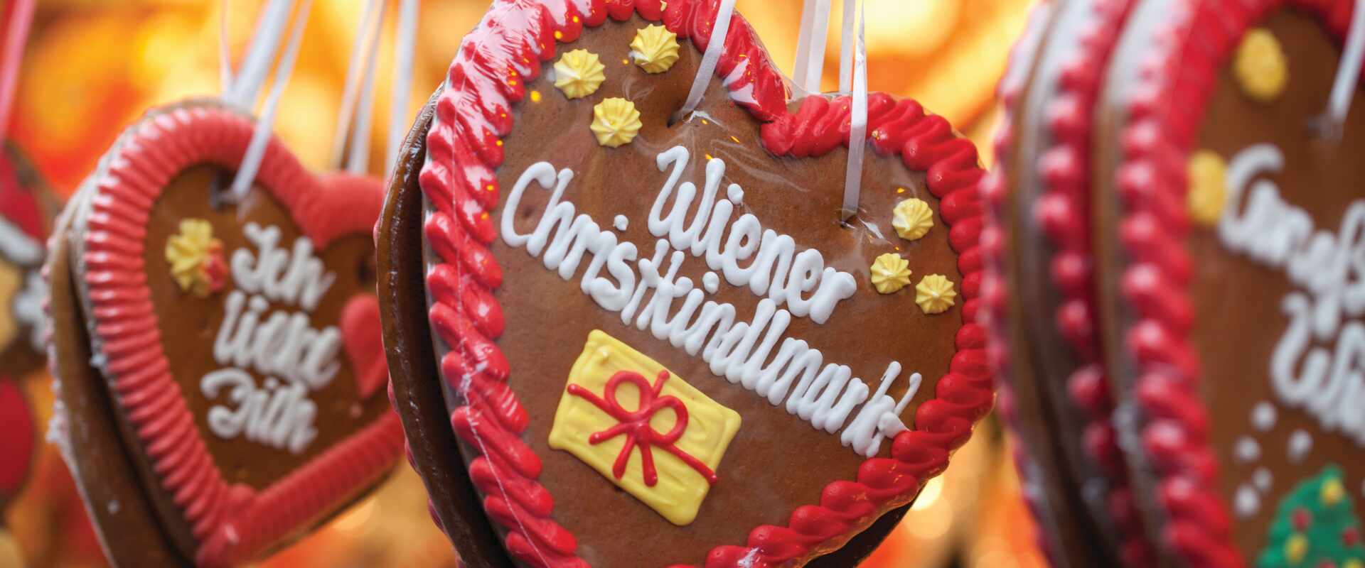 Ginger bread ornaments at Christmas market in Vienna, Austria