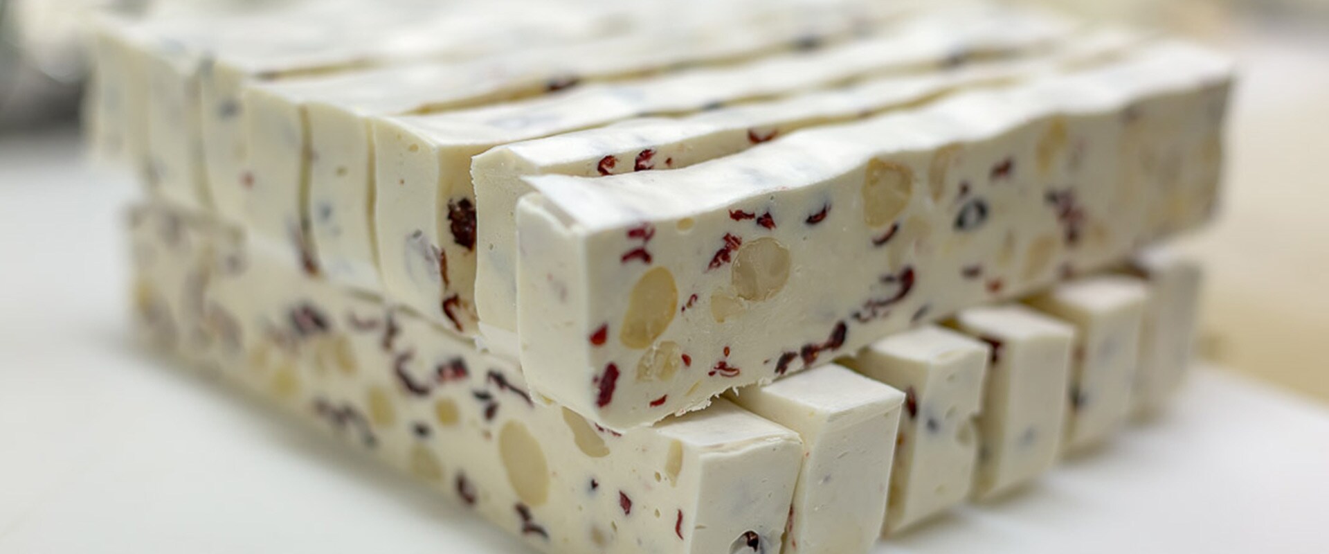 margaret river nougat company blocks of nougat with cranberry and macadamia