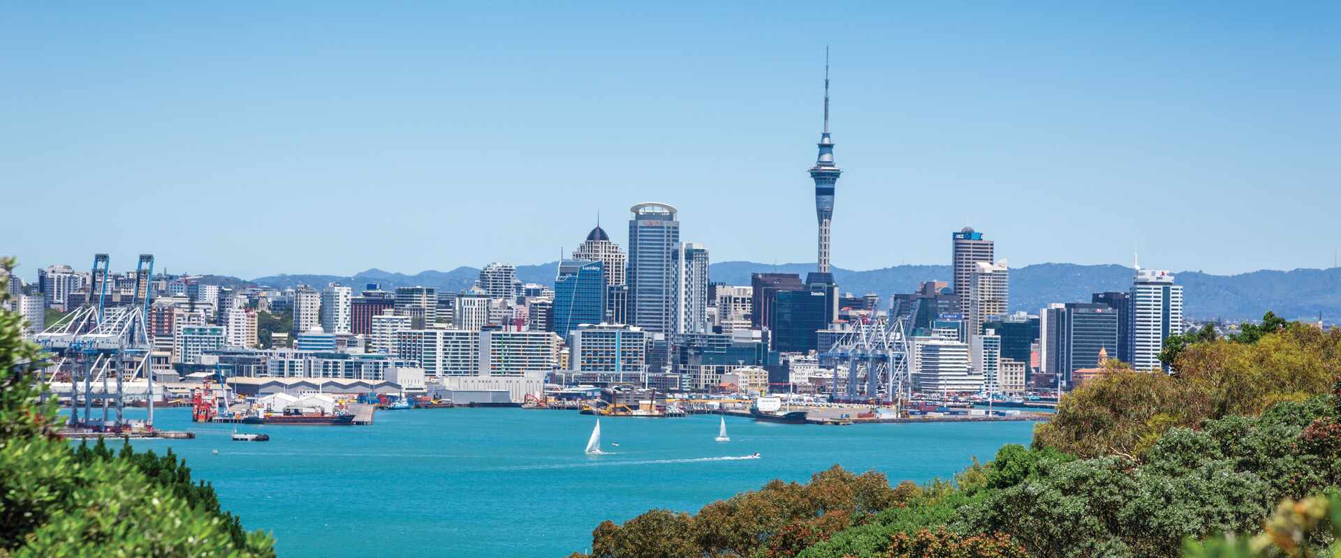 auckland city view from devonport north island new zealand