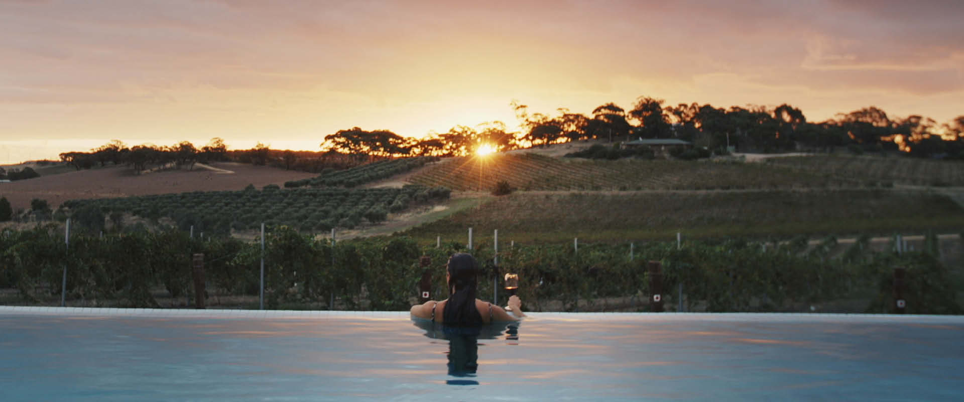 Woman resting in the Infinity Pool, South Australia